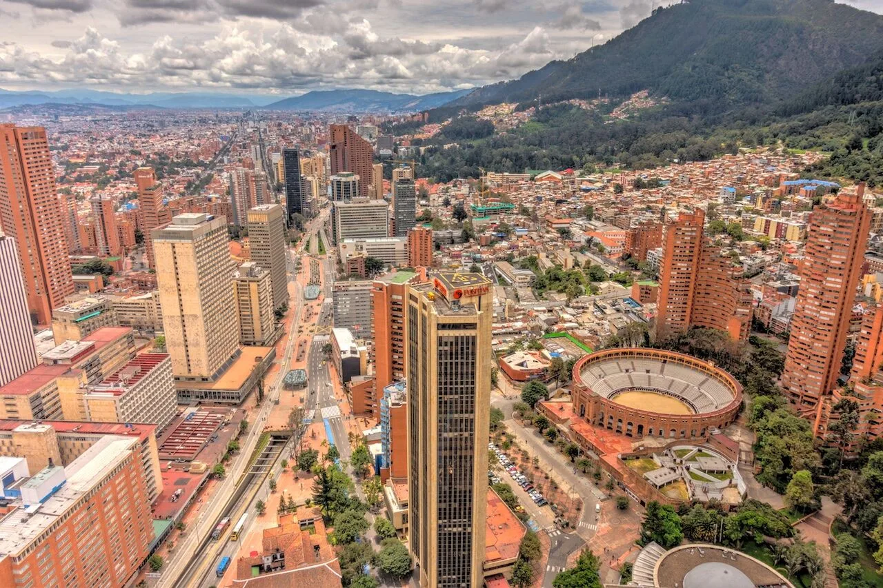 Cityscape of Bogotá with the Andes mountains, Colombia