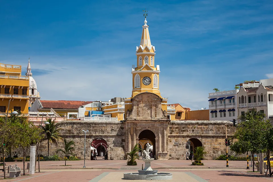 The walled city of Cartagena de Indias, Colombia at golden hour