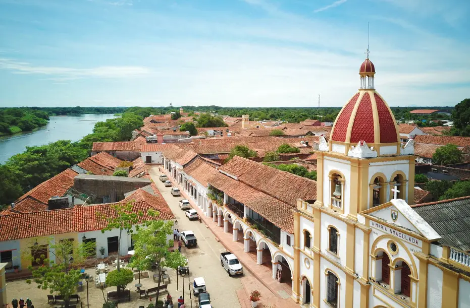 The Albarrada riverfront promenade in Mompox, Colombia